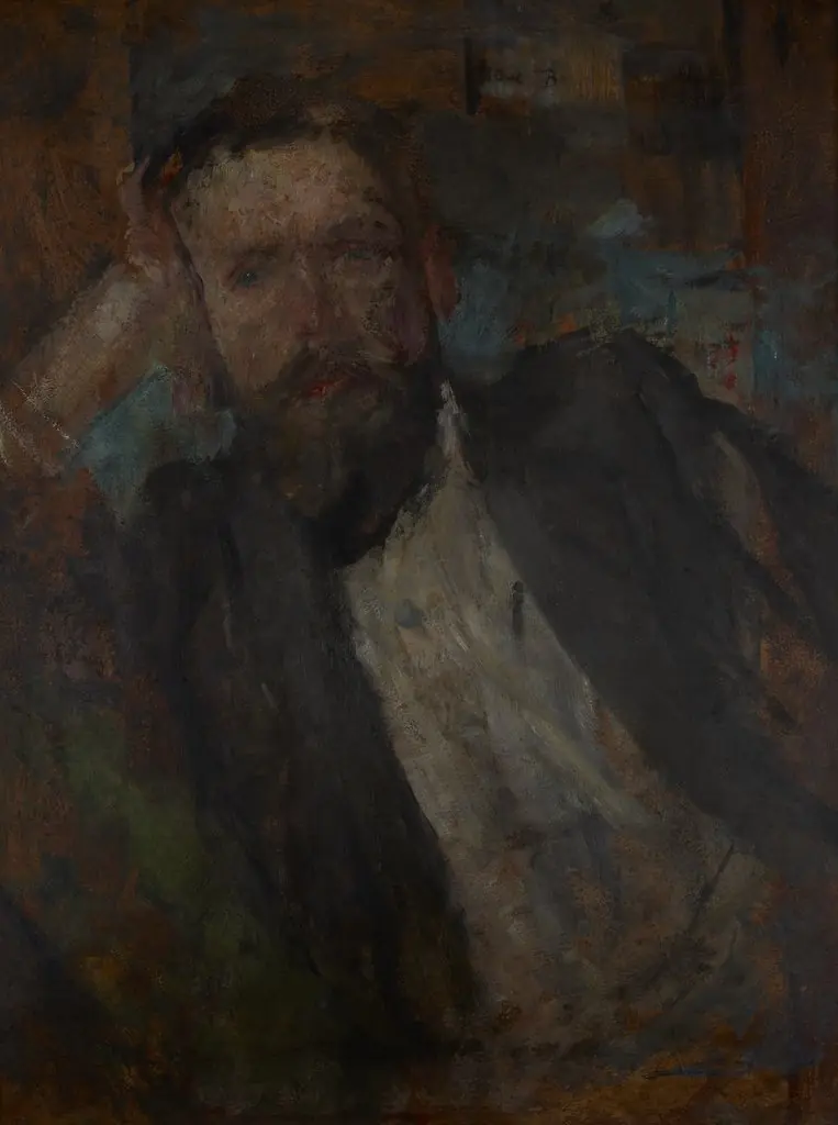 Male Portrait – two-sided painting, by Olga Boznańska