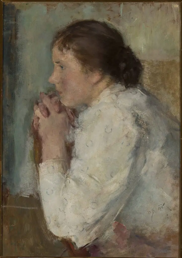 Portrait of a lady in profile, by Olga Boznańska