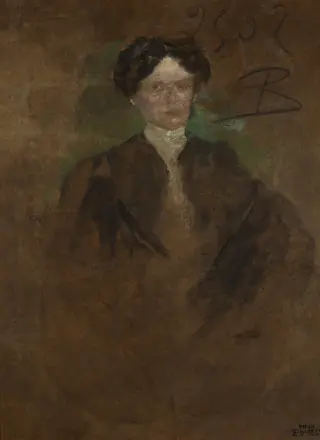 Portrait of a Woman – two-sided painting, by Olga Boznańska, 1900