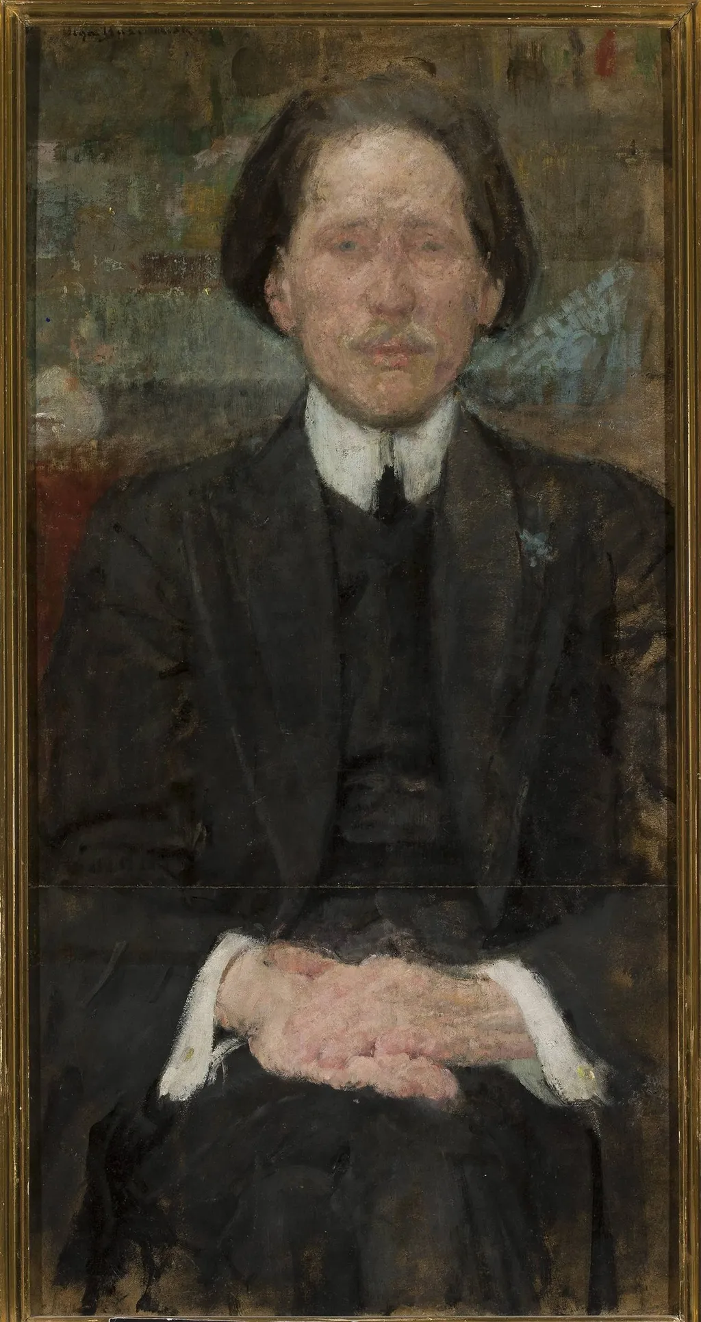 Portrait of a young man in black, by Olga Boznańska, oil, 1900