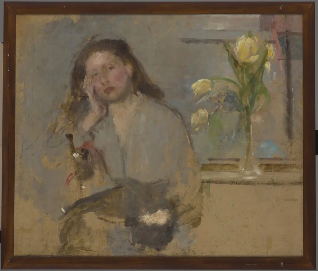 Portrait Sketch of a Young Girl – two-sided painting, by Olga Boznańska
