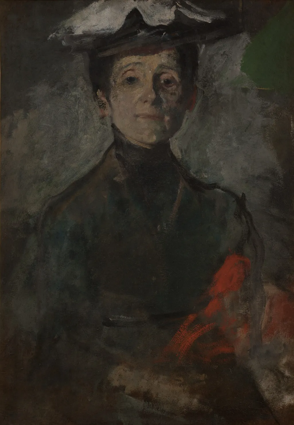 Self-Portrait with Flowers, by Olga Boznańska, oil, 1909