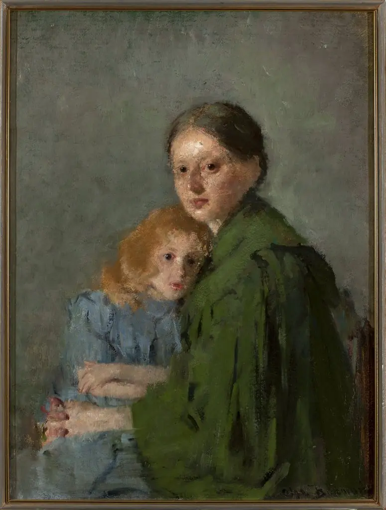 Study of a woman with a girl, by Olga Boznańska