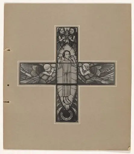 ristinmuotoinen lasimaalaus, Olaus Petrin kirkko, by Olga Gummerus-Ehrström