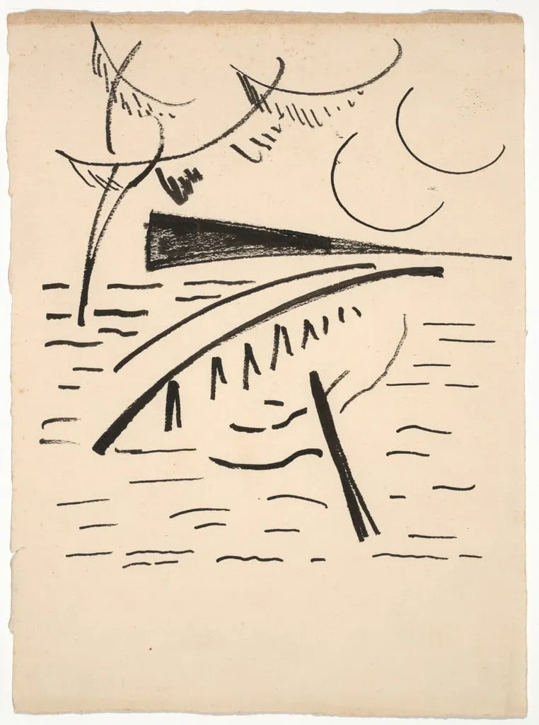 Untitled, by Olga Rozanova, ink, 1913
