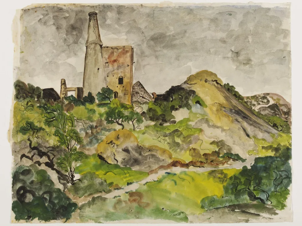 Disused Tin Mine, St. Agnes, Cornwall, by Olive Cook, watercolor, 1940