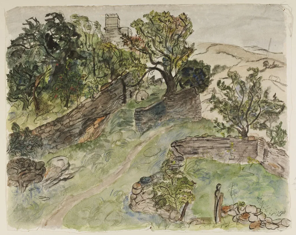 The Yard of the Abbey Arms Hotel, Festiniog, Merionethshire, by Olive Muriel Cook, watercolor, 1940