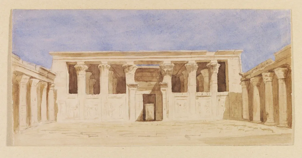 Temple of Edfoo, by Oliver Matthew Laton, watercolor, 1860