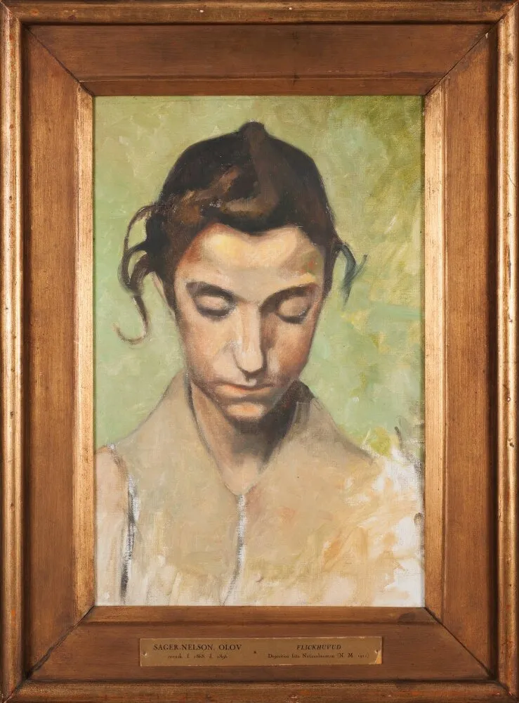 A Girl's Head I, by Olof Sager-Nelson, oil, 1892