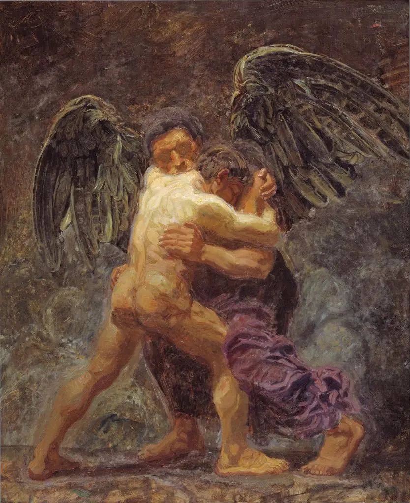 Jacob Wrestling with the Angel, by Oluf Hartmann