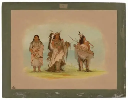 Omaha Chief, His Wife, and a Warrior