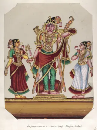 One of seventeen mica paintings depicting Hindu deities.
