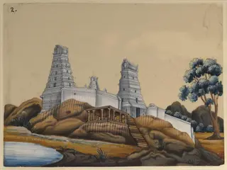 One of sixteen paintings of unidentified South Indian temples.