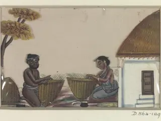 One of twenty-two paintings depicting occupations, methods of transport and local monuments.