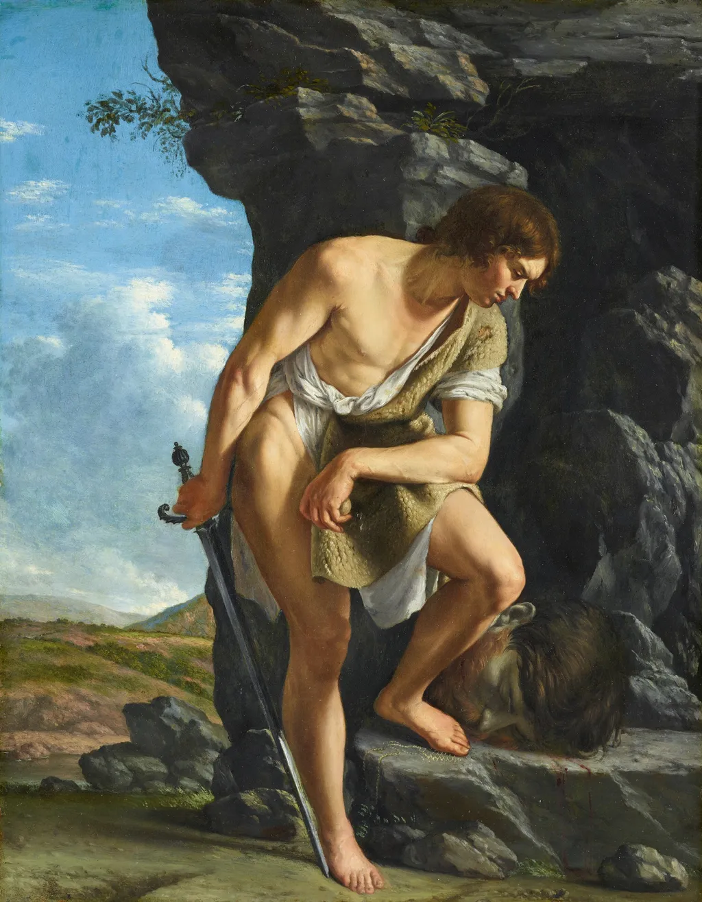 David Contemplando a Cabeça de Golias, by Orazio Gentileschi, oil, 1612