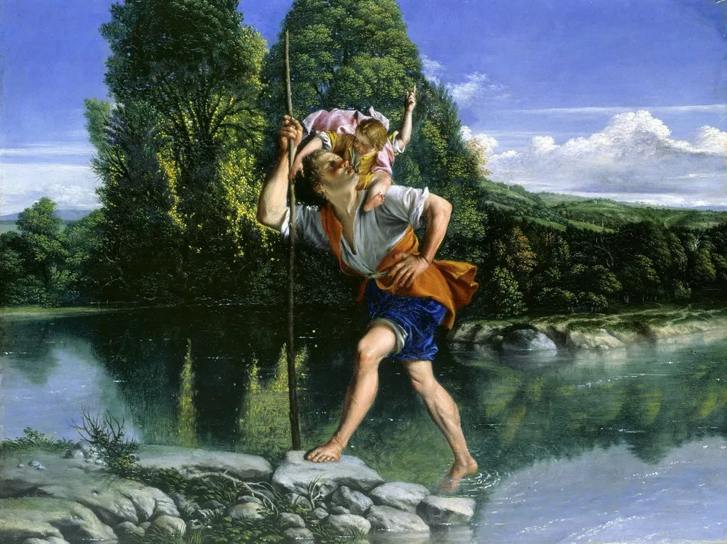 Landscape with St Christopher, by Orazio Gentileschi, oil, 1620