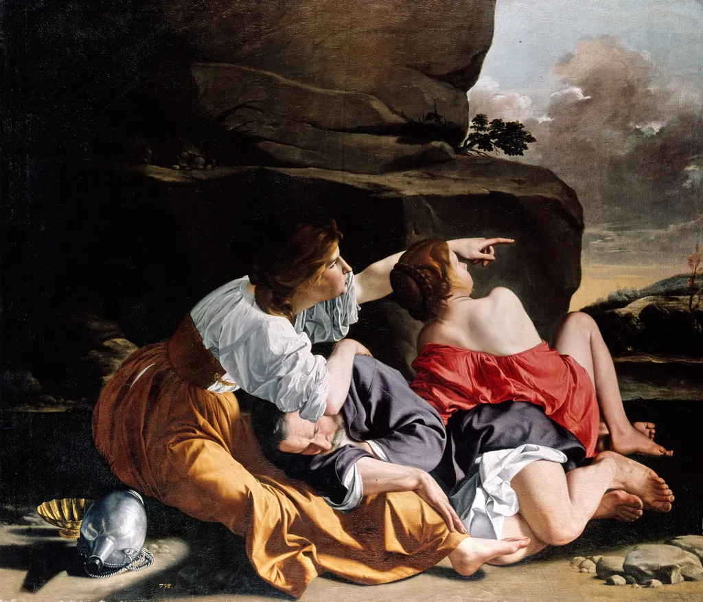 Lot and his daughters, by Orazio Gentileschi, oil, 1622