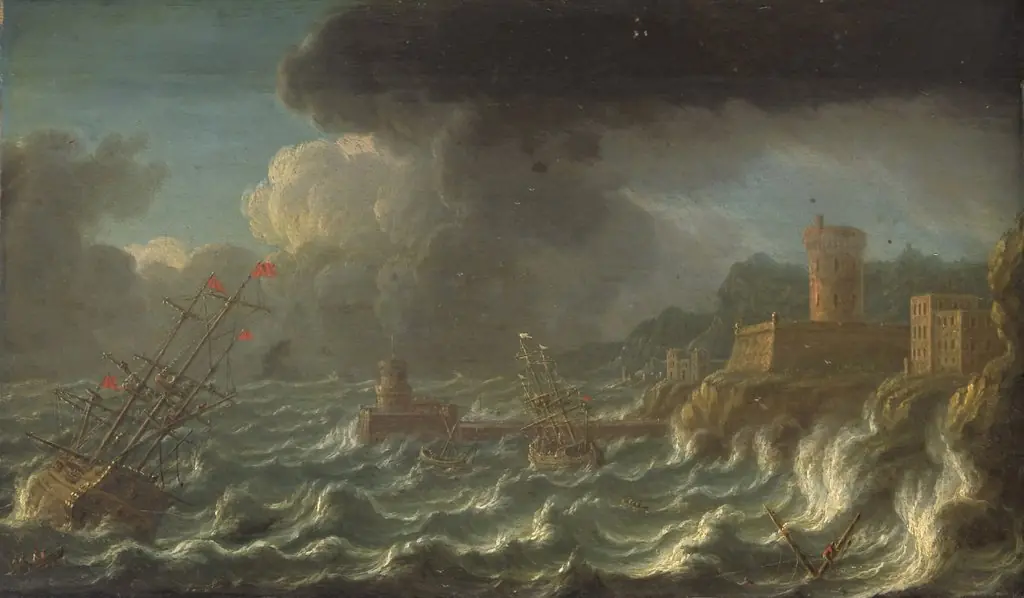 Seesturm vor der Küste, by Orazio Grevenbroeck