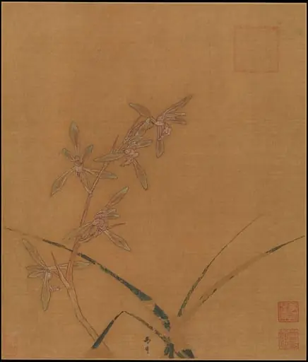 南宋 馬麟 蘭花圖 冊頁 絹本|Orchids