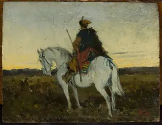 Oriental rider on a white horse, by Jan Chełmiński