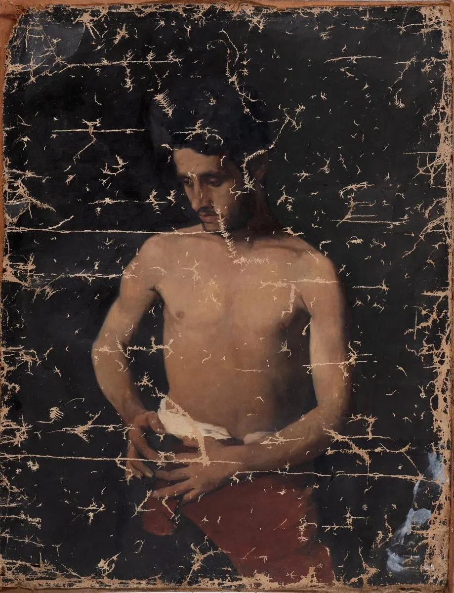 Study of half-nude, male, by Orphan