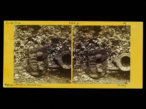 Sculptured stones with faces on one side and hollowed at the top, by Osbert Salvin