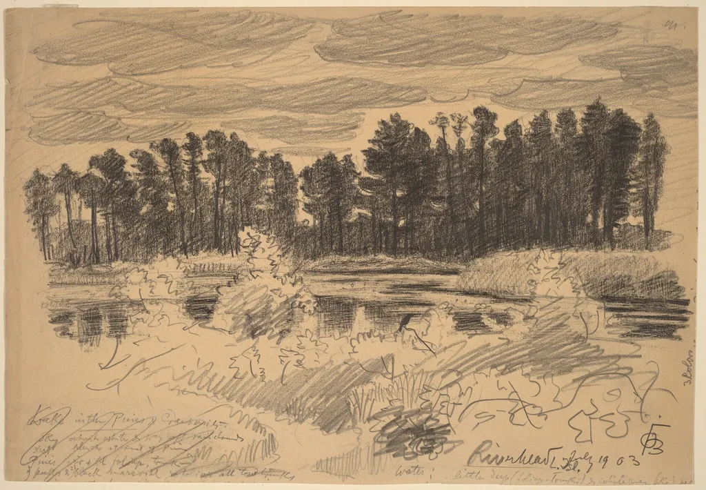 Riverhead, Long Island, by Oscar F. Bluemner, graphite, 1903