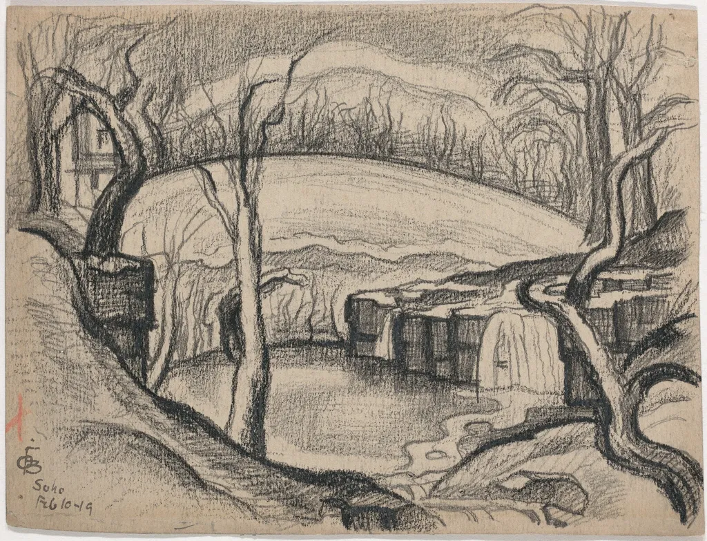 Soho (recto), by Oscar F. Bluemner, graphite, 1919