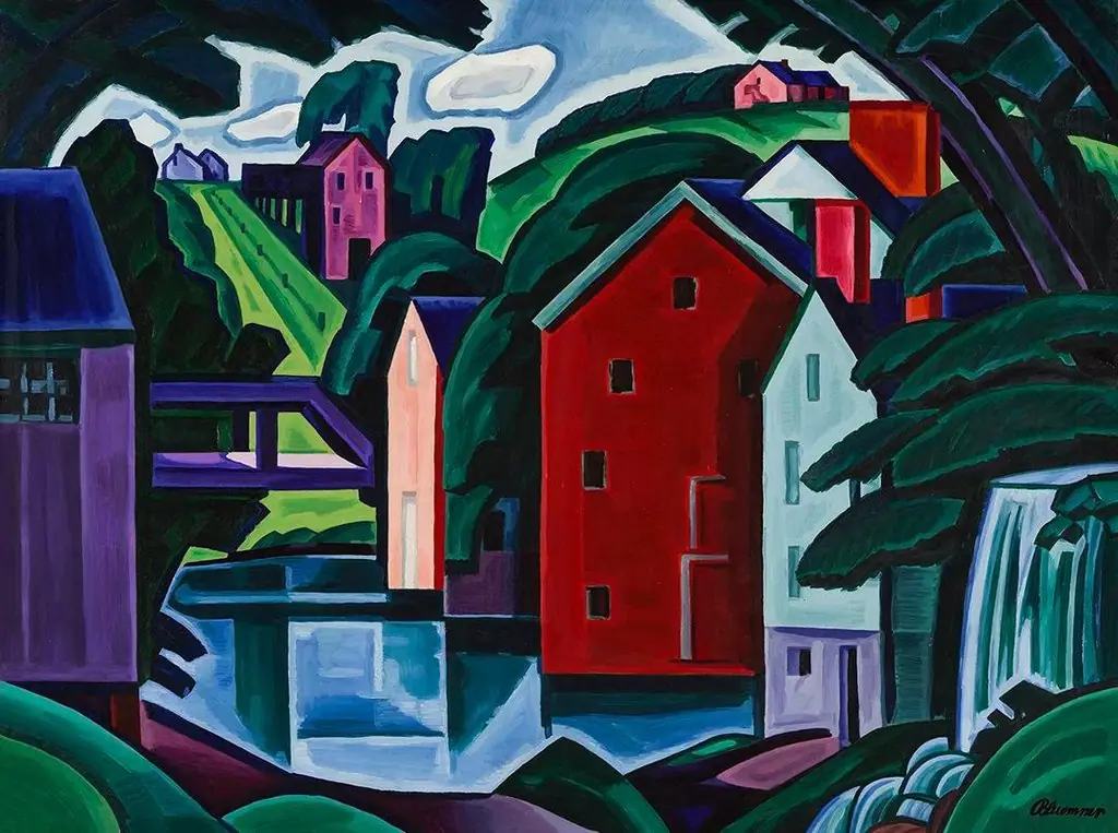 Motive of Space and Form—A New Jersey Village (Montville), by Oscar Florianus Bluemner