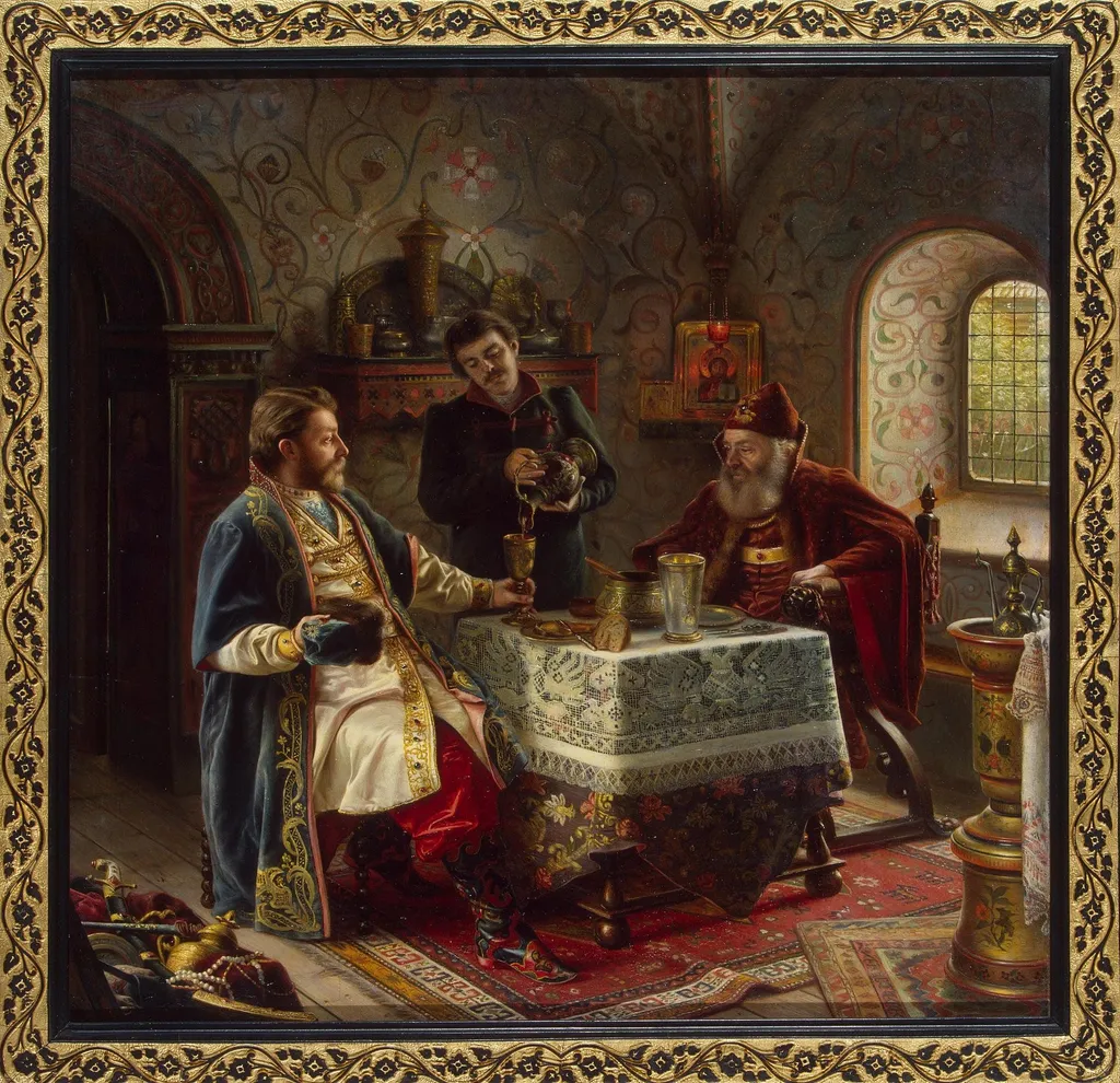 Dear Guest from Afar, by Oskar Freiwirth-Lützow, oil, 1894
