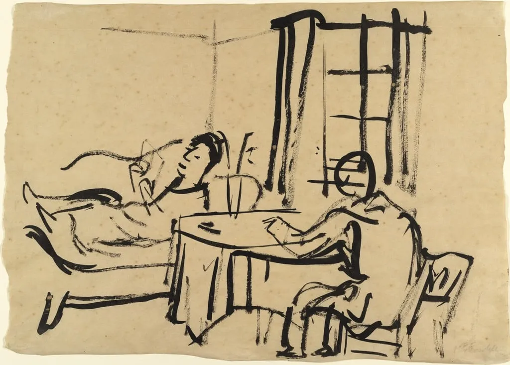 Untitled, by Oskar Kokoschka, ink, 1917