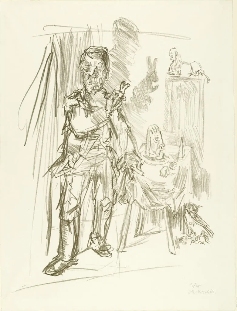 Untitled, by Oskar Kokoschka, ink, 1951