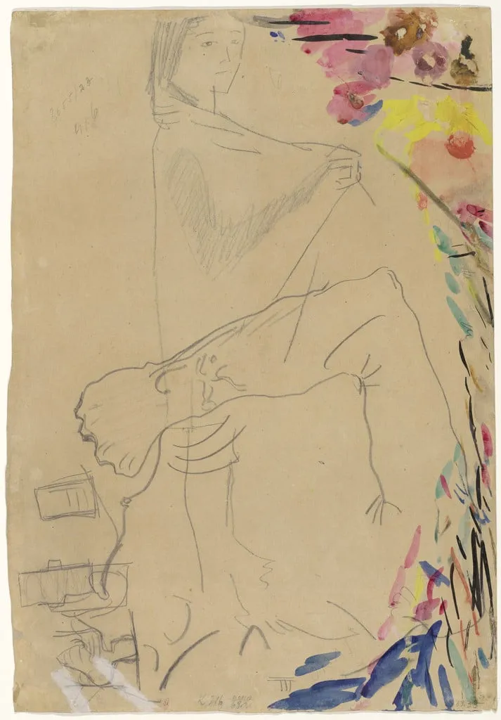 Untitled, by Oskar Kokoschka, gouache, 1909