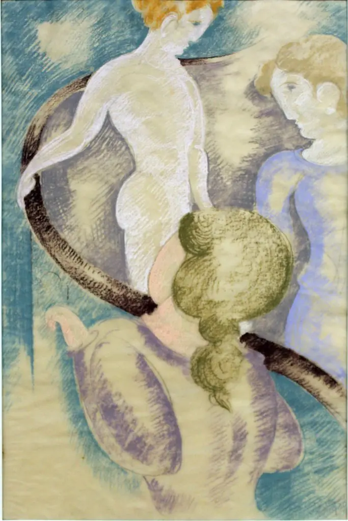 Three Figures at the Balustrade II, by Oskar Schlemmer