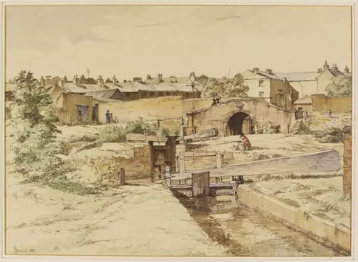 The Basin, and Upper Severn Bridge, Stourport, by Osmond Hick Bissell