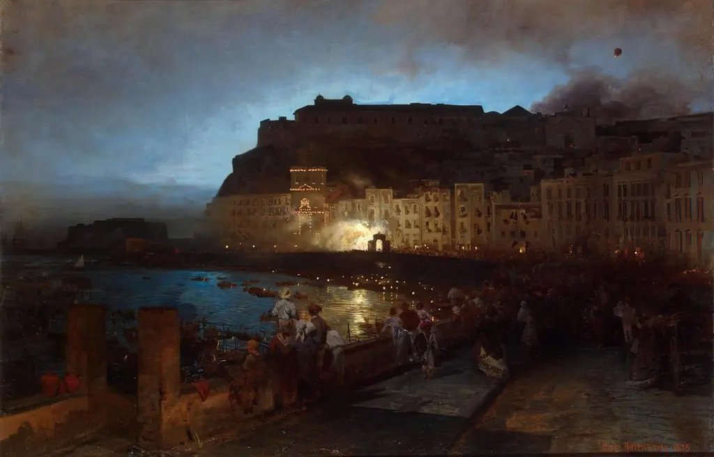 Fireworks in Naples, by Oswald Achenbach