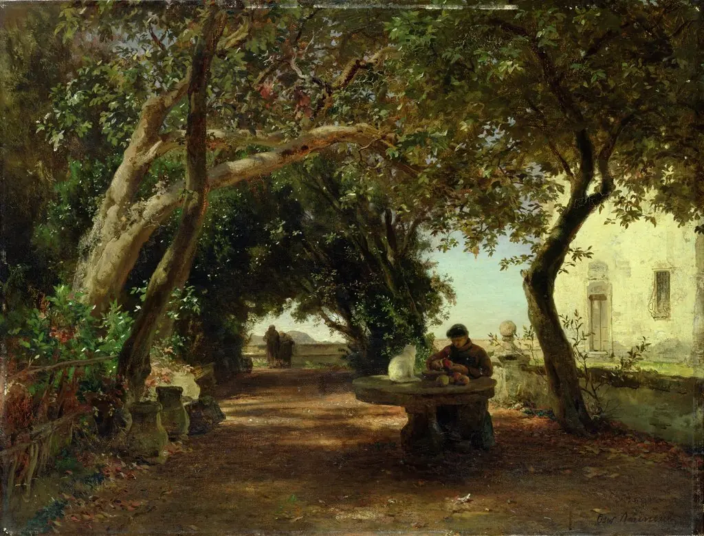Italian monastery garden, by Oswald Achenbach