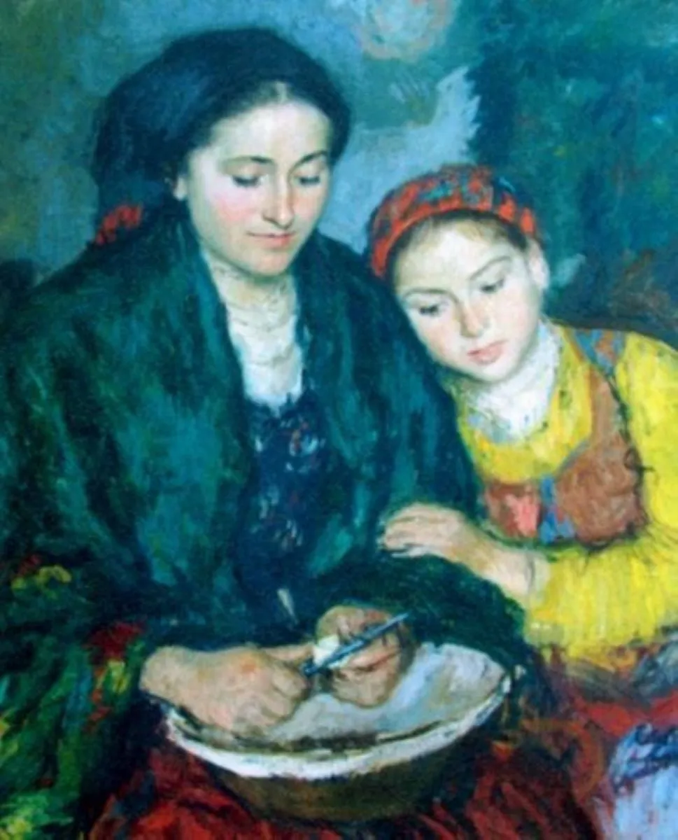 Țărancă cu fetița ei, by Oszkar Glaty, unspecified, 1923