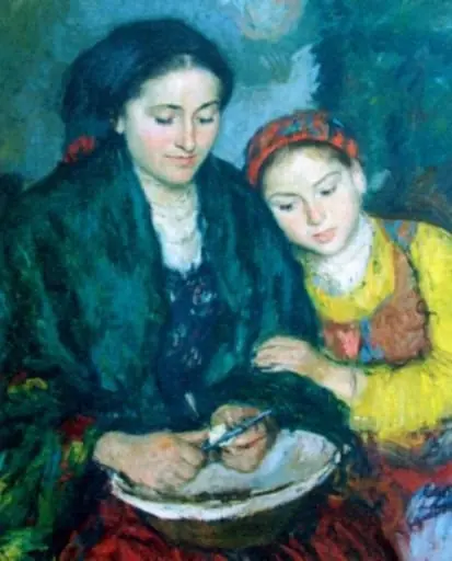 Țărancă cu fetița ei, by Oszkar Glaty