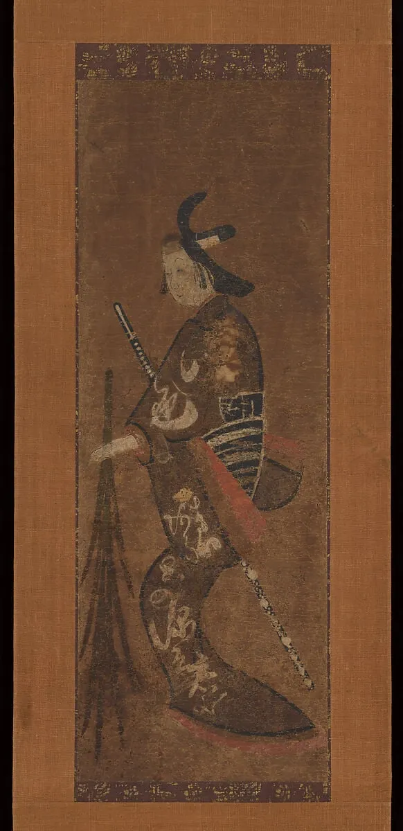菖蒲の葉を持つ「野郎」図大津絵|Ōtsu-e of a Youth Holding Irises (Yarō), ink, 1649