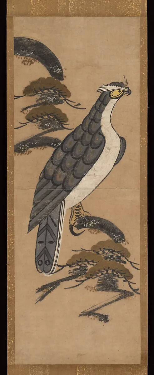 松に鷹図大津絵|Ōtsu-e of Falcon on a Pine Tree, ink, 1749