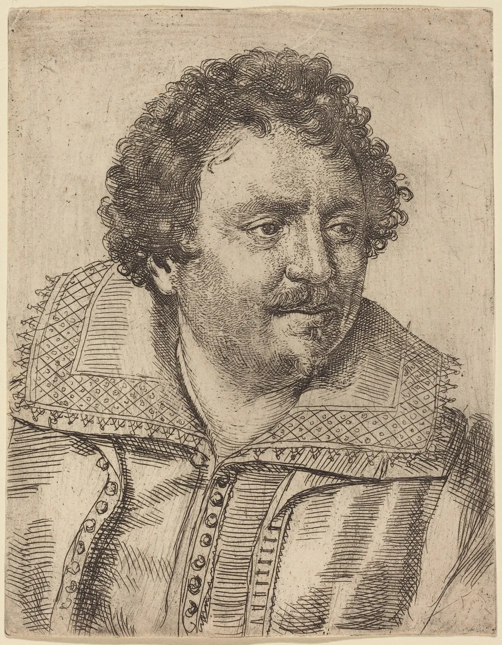 A Man with a Moustache and Goatee, Facing Right, by Ottavio Leoni, ink, 1624