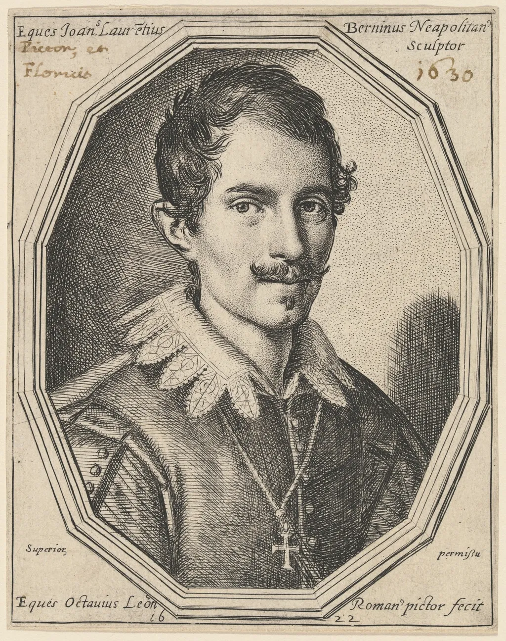Gian Lorenzo Bernini, by Ottavio Leoni, ink, 1622