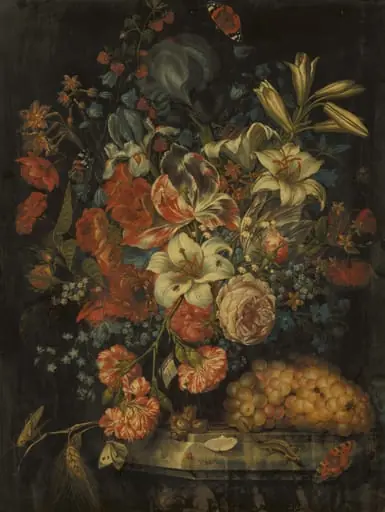 Still Life with Flowers and Fruit, by Ottmar Elliger
