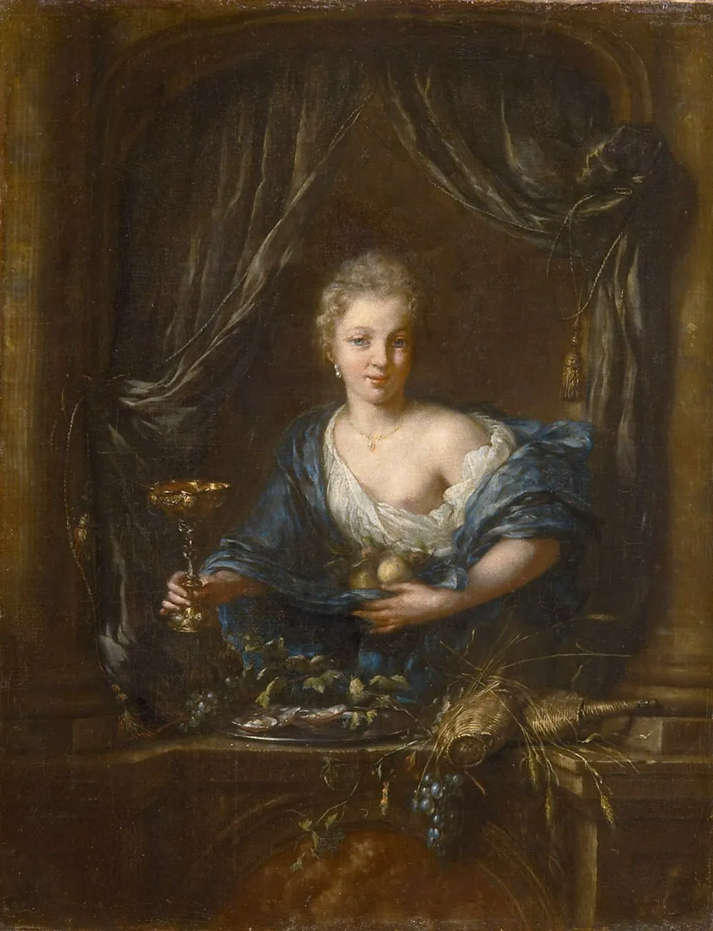 Mädchen mit Pokal am Fenster, by Ottmar Elliger the Younger, unspecified, 1714