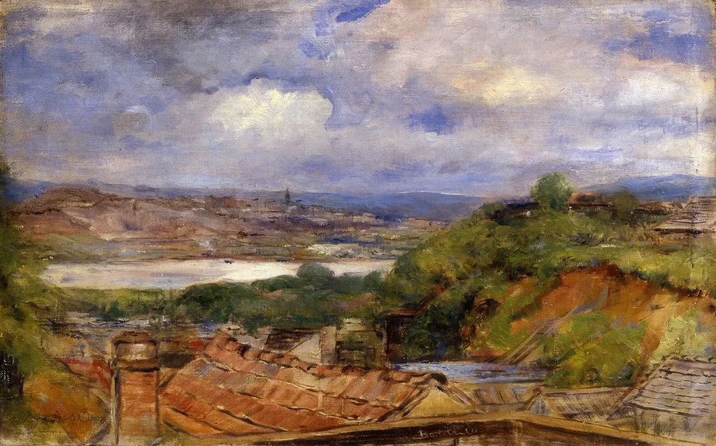 Landscape, by Ottó Baditz, oil, 1899