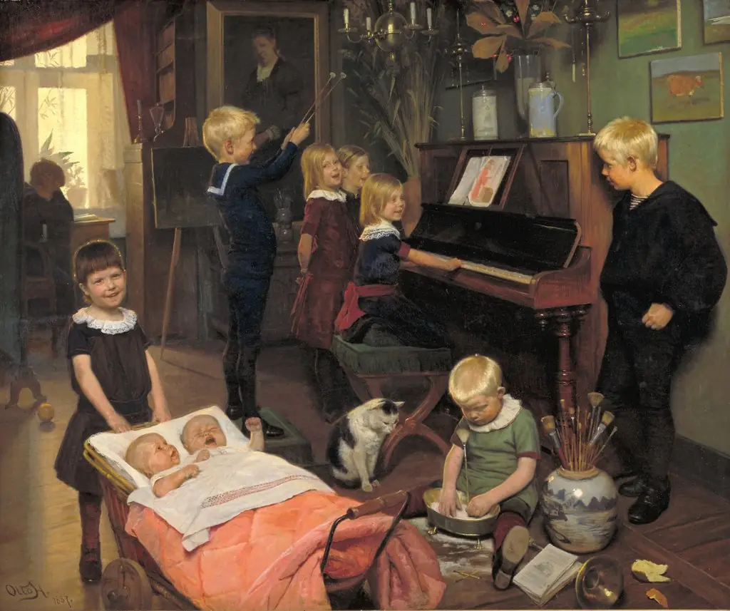 A Concert: The Artist's Children and their Playmates, by Otto Carl Bentzon Haslund