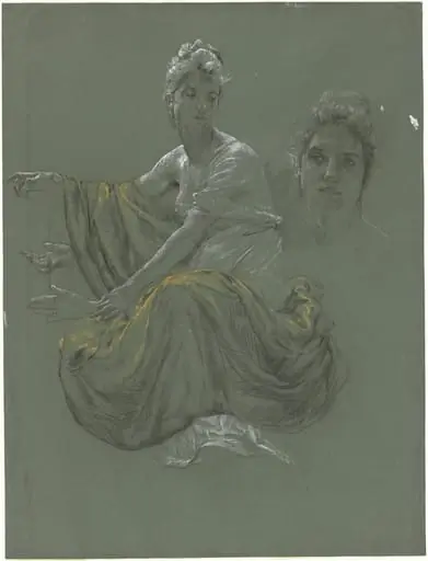 Elegant Young Woman in Classical Drapery, by Otto Greiner