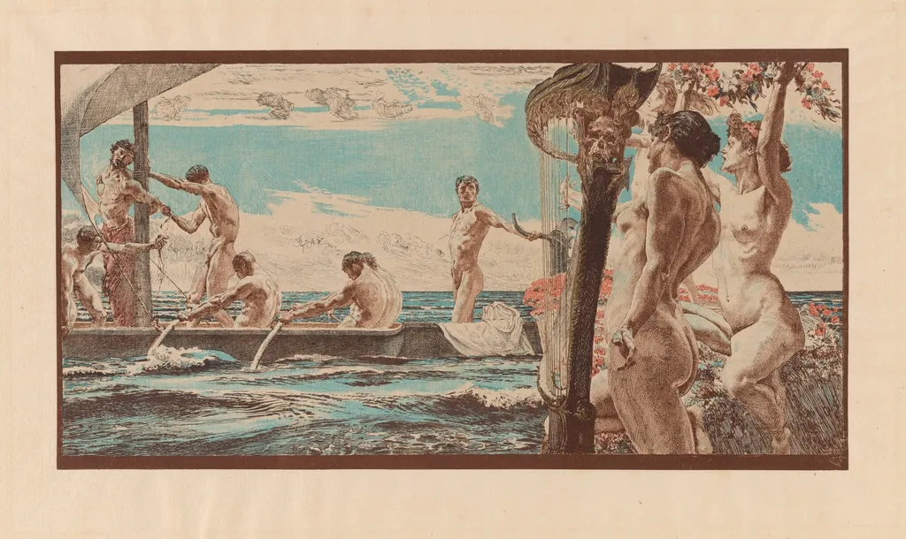 Odysseue und die Sirenen (Odysseus and the Sirens), by Otto Greiner, ink, 1896