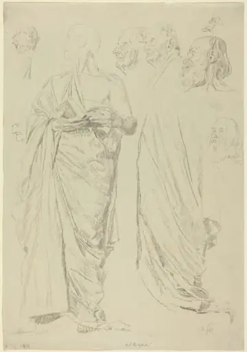 Studies of Men in Togas [recto], by Otto Greiner